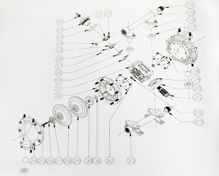 不銹鋼氣動隔膜泵的拆卸圖