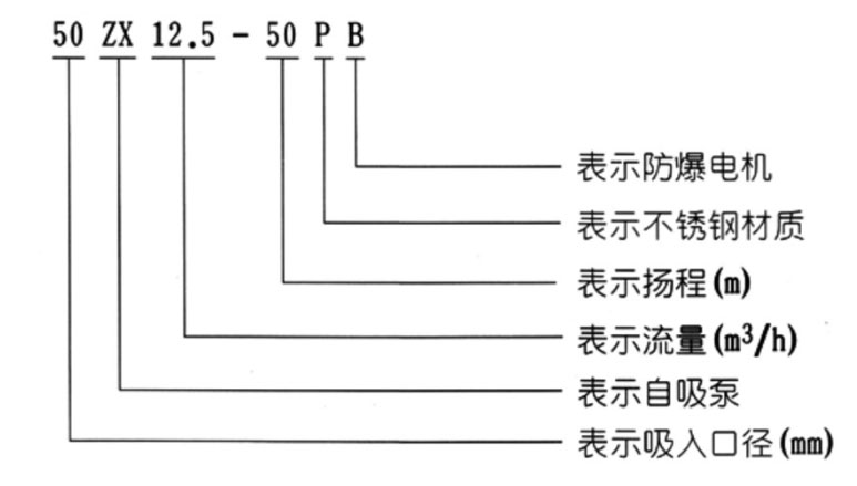 ZX耐腐蝕自吸泵型號(hào)意義圖片