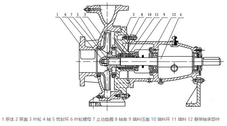 單級單吸清水離心泵結構圖片